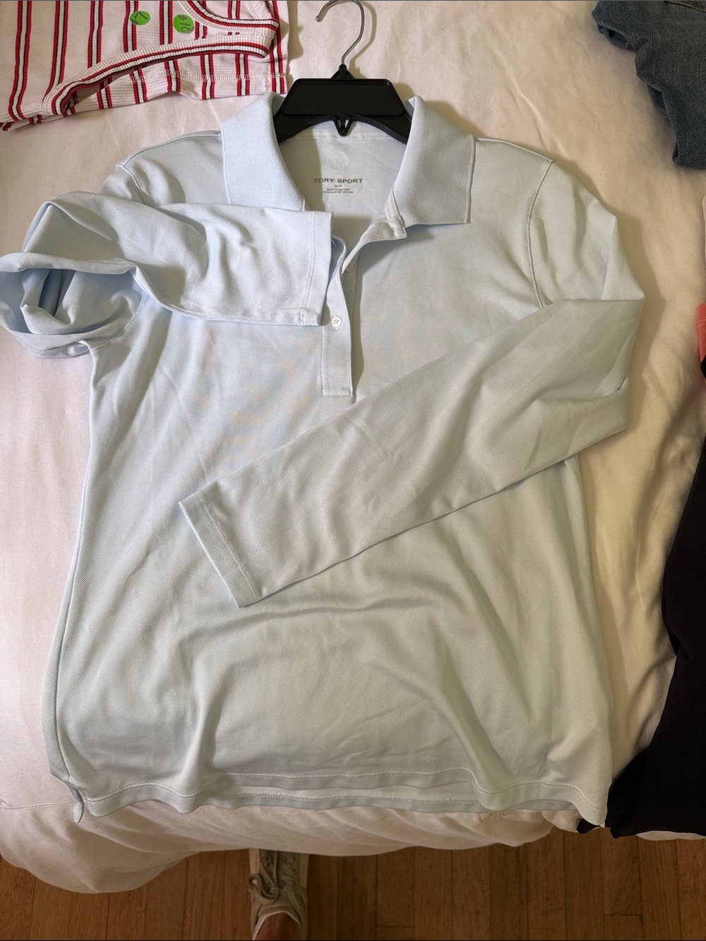 Tory Sport Light Blue Long Sleeve Polo